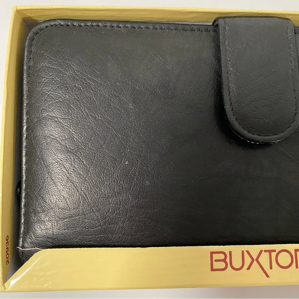 Buxton Black Leather Wallet Model 39 Ensemble Clutch